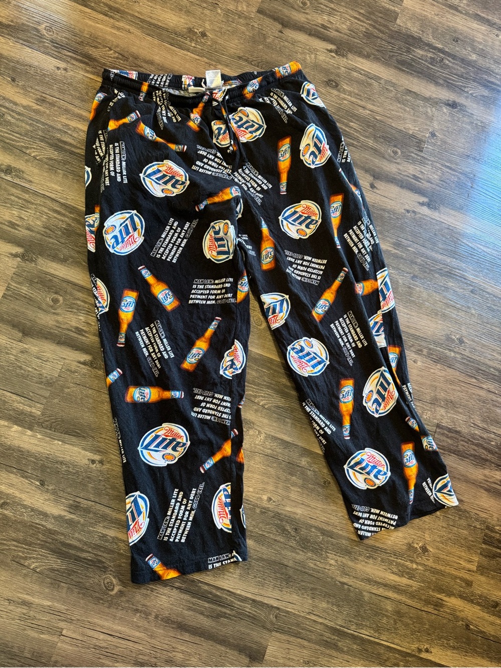 Miller Lite Pajama Pants Mens XL Black Beer Logo Lounge Sleep Bottoms Cotton